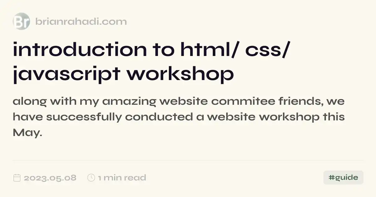 introduction to html/ css/ javascript workshop